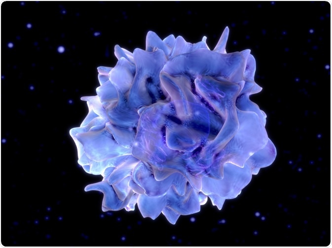 T cell to be analyzed using flow cytometry - an illustration by Juan Gaertner