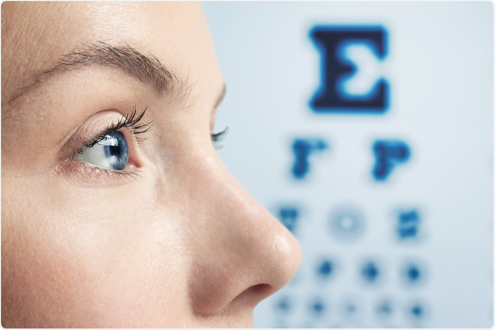 Woman undergoing eye examination