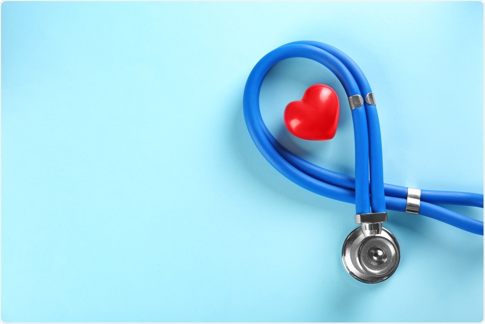 Stethoscope on blue background