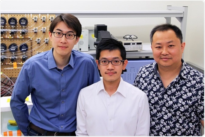 A Virginia Tech professor and his team of researchers have created new technology to help in understanding how the human body battles diseases. Left to right, Bohan Zhu, Yuan-Pang Hsieh, and Chang Lu.