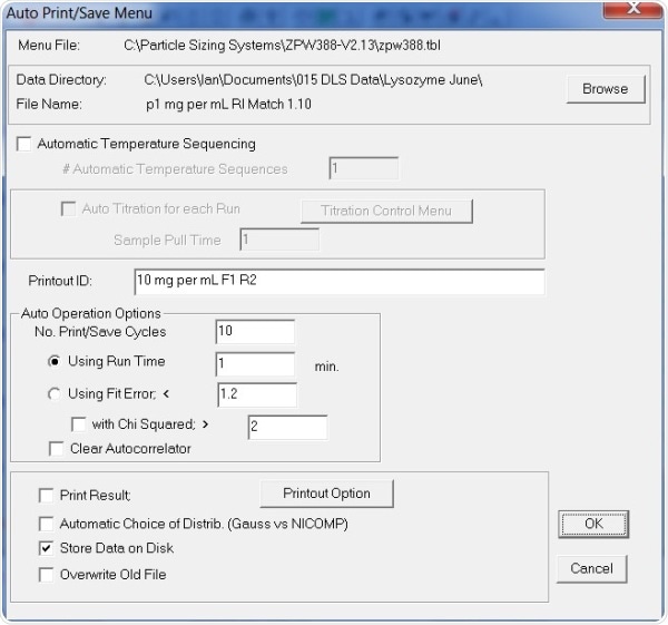 Auto Print/ Save Menu settings