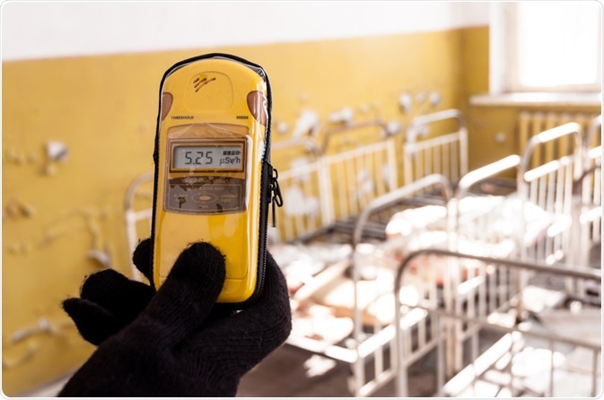 Geiger counter showing high levels of radiation Geiger counter showing high levels of radiation
