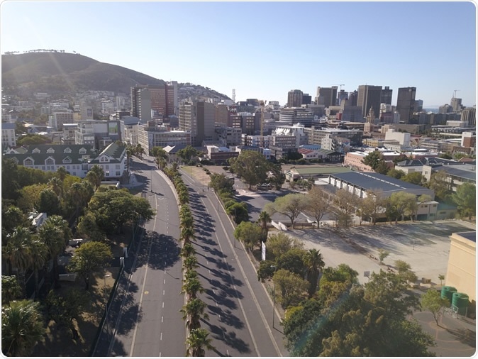 2 April 2020 - Cape Town, South Africa: Aerial view of empty streets in Cape Town, South Africa during the Covid 19 lockdown. Image Credit: fivepointsix / Shutterstock