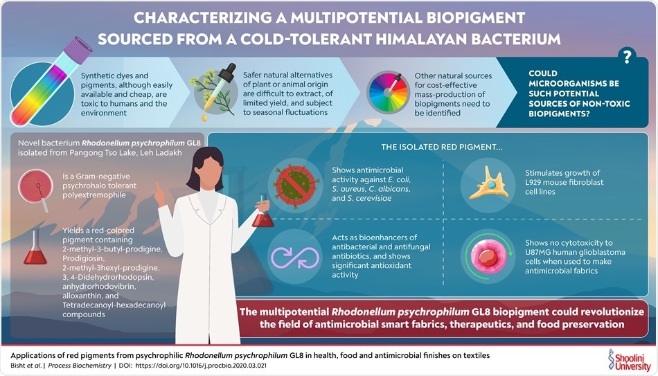 Novel cold-tolerant bacterium produces a red bio-pigment with germ-killing properties