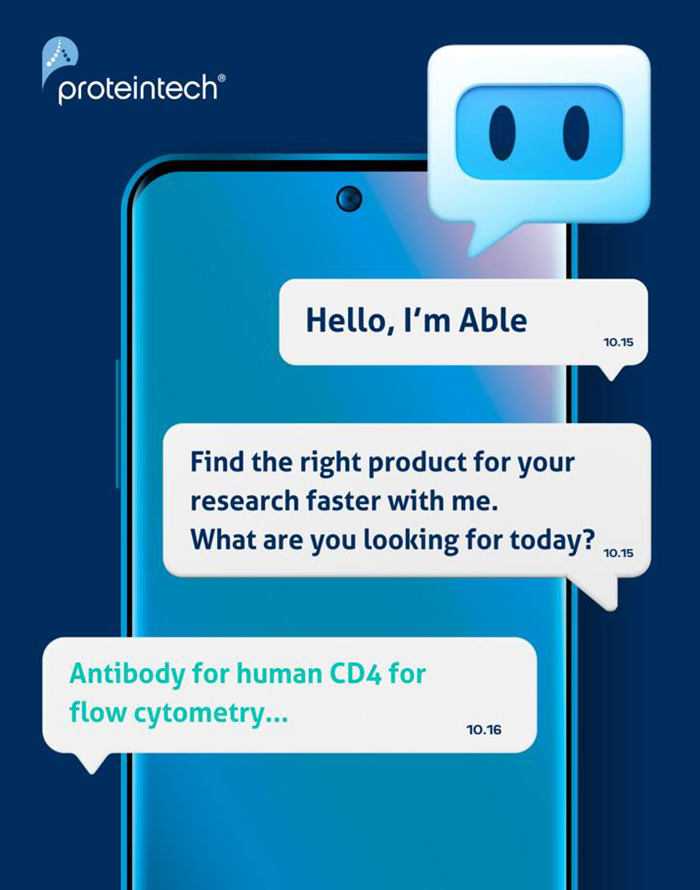 Example of a conversation between user and the Able technology. The user is using Able to find an