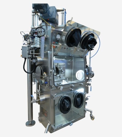 Rigid Double Chamber Discharge Isolator for low nanogram containment performance.