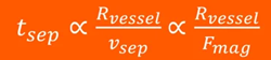 Equation for scaling up the volume while keeping the magnetic force constant, where Rvessel is the radius of the vessel