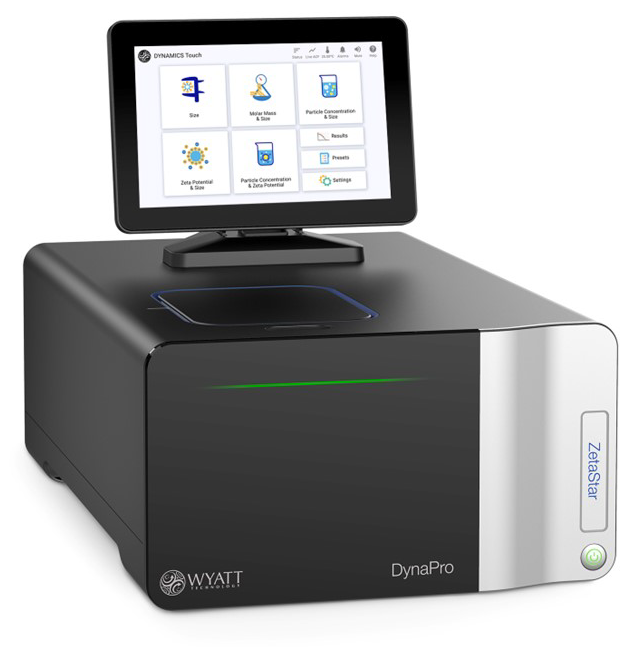 The DynaPro ZetaStar DLS/ELS/SLS instrument features walkup operation with an intuitive touch-screen application, DYNAMICS Touch™, that guides users through the measurement process. It can be operated manually, in microcuvette mode, or combined with an autosampler for automated analysis of many samples in DYNAMICST™ software