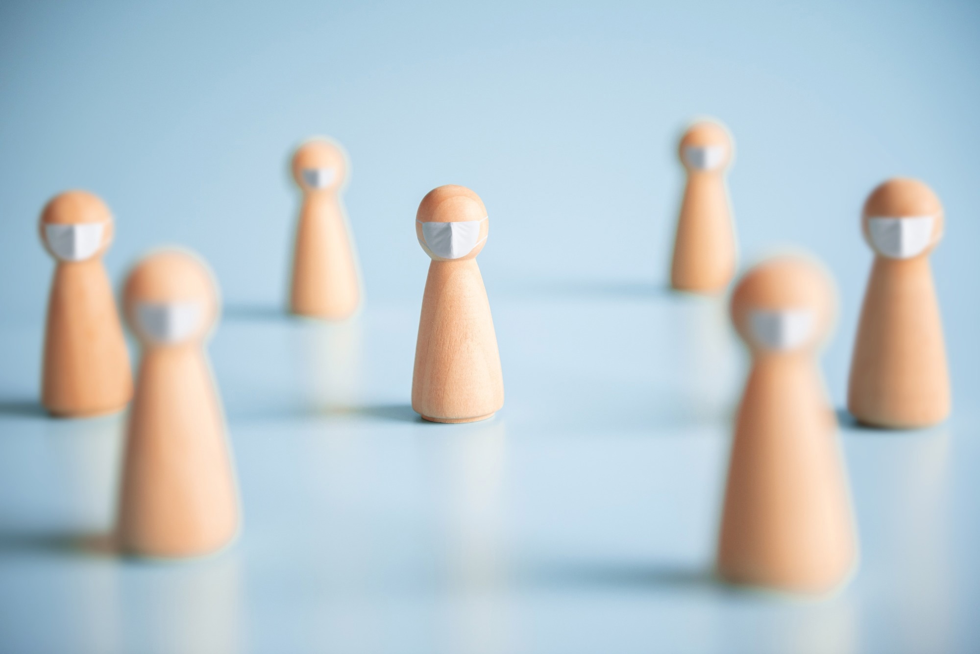 Preventing infection concept. People practice social distancing to protect from COVID-19 coronavirus